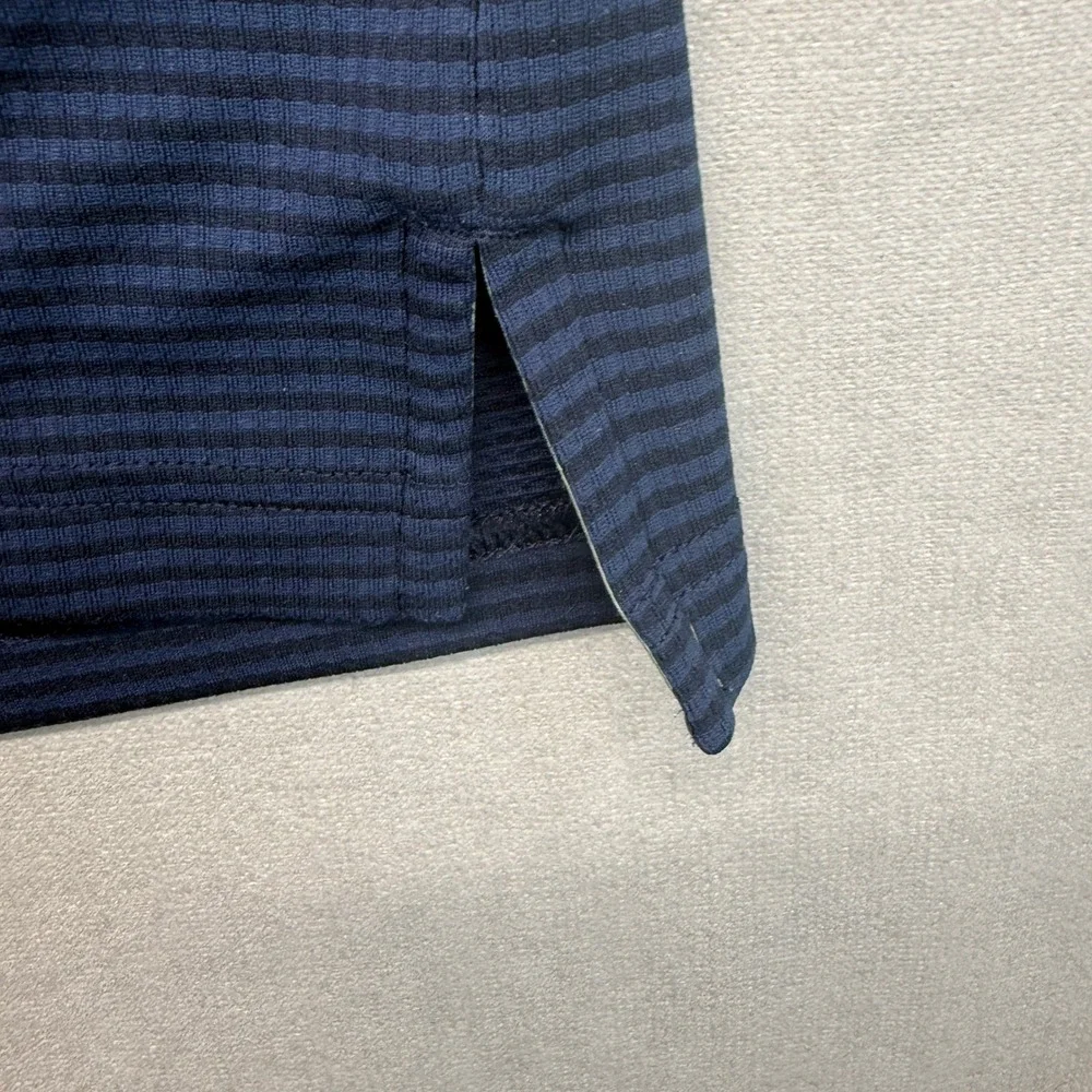 Adidas Climachill Golf Polo Men XL Navy Blue Striped Polyester Performance Shirt